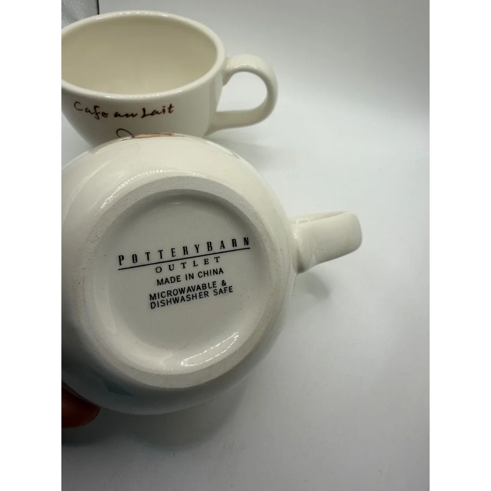 Pottery Barn Outlet Cappuccino Cafe au Lait Ceramic Coffee Mug Set of‎ 2 White